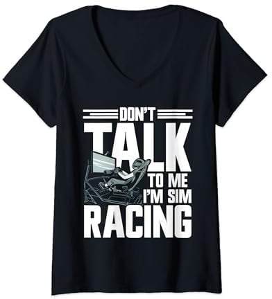 Womens Video Gaming SIM Racing Gloves Racing Simulator SIM Racer V-Neck T-Shirt
