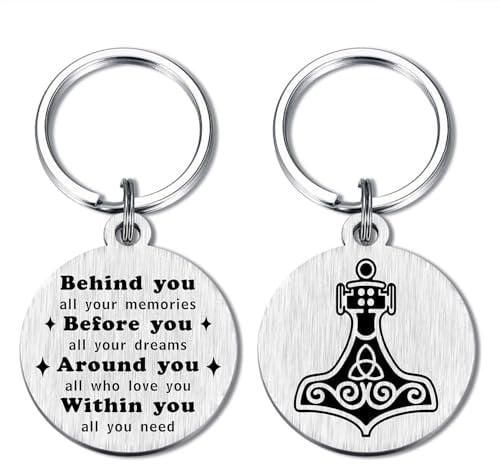 Alotozo Viking Thor's Hammer Keyring - Men Women Nordic Viking Protection Gifts - Norse Mjolnir Rune Amulet