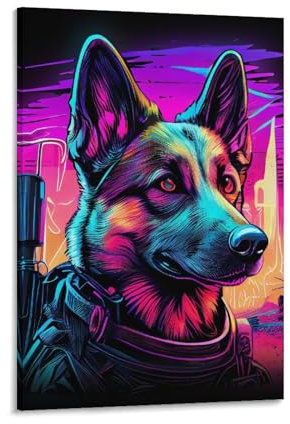 Neon War Dogs Poster, Wanddekoration, nordisches Retro-Poster, moderne Heimdekoration, Kunst, Leinwanddrucke, Geburtstagsgeschenke für Frauen, 50 x 75 cm