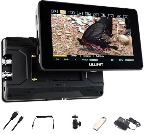 LILLIPUT 5.5'' 2000 nits Ultra Brightness On-caméra Field Monitor,with 1920x1080 FHD IPS Touchscreen Field Monitor, DSLR Kamera Monitor 4K HDMI2.0 & 3G-SDI 3D-LUT HDR HT5S