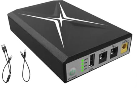 Junterone 10400MAh DC UPS - Enrutador de alimentación ininterrumpida (9 V, 12 V, 18 W, batería de emergencia, mini UPS Router WiFi USB para alimentación de CCTV Instalación fácil de usar