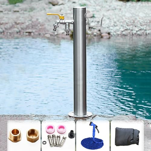 XRRJFYH Robinet Exterieur Laiton Robinet Double Sortie Colonne D'eau Antigel Robinet Exterieur Jardin Sur Pied(86x10.5CM/34x4.1in)