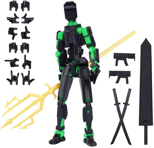 Starnearby T13 Assembly Completed Lucky 13 Action Figure, 13CM 3D Printed Titan 13 Action Figure Dummy13 with 6 Weapons & 6 Hands Sets, Kids' Play Action Figures Collectors Desktop Decorations