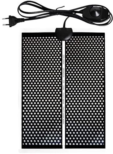 Geoyien Heizmatte, 28*42cm Heizmatte terrarium, Wärmematte terrarium, Reptilien Heizmatte, wasserdicht feuchtigkeitsbeständig, einstellbare Temperatur (0-35 Grad) Europäischer Stecker (20W, 220V-240V)