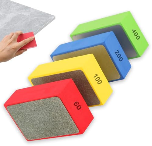 4 Pezzi Tamponi Diamantati per Lucidatura a Mano, Tamponi per Smerigliatura in Vetro, Set di Blocchi per Smerigliatura in Diamante, per Smerigliatura, Lucidatura e Affilatura, 60#, 100#, 200#, 400#