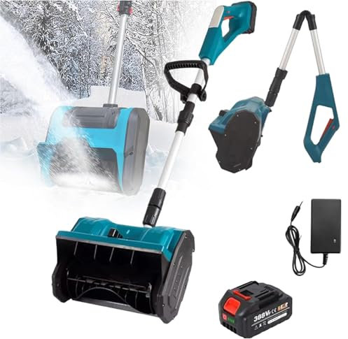 WaaYb Souffleuse à Neige électrique, Pelle de déneigement alimentée par Batterie, déneigeuse sans Fil avec Plaque directionnelle et poignée réglable, Largeur de Nettoyage du Lanceur brossé 33 cm pour