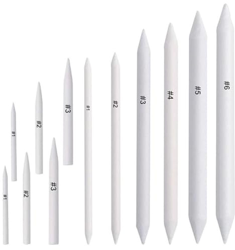 TEOZBLU 12 Stück Papierwischer Set, Blending Stümpfe für Student Skizze Zeichnen, Malen Zubehör, Radiergummi Stift, schleifpapi set Mischen Papierwischer Set Kinder Student Skizze Zeichnen