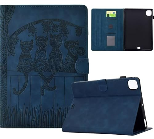 Vaitasy Custodia per iPad Air 11 2025/2024 iPad Pro 11 2021/2020 Modello di gatto carino Pelle PU con Supporto Funzione Folio Custodia per iPad Air 5/4 10.9 2022/2020 Blu