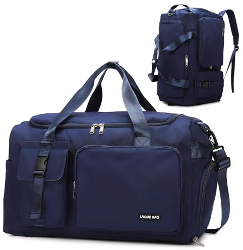 Suweir Sporttasche Damen Herren 42L Reisetasche mit Schuhfach Nassfach Wasserdicht Trainingstasche Travel Duffle Bag mit Rucksack Weekender Schwimmtasche Fitnesstasche für Reisen, Fitness, Sport