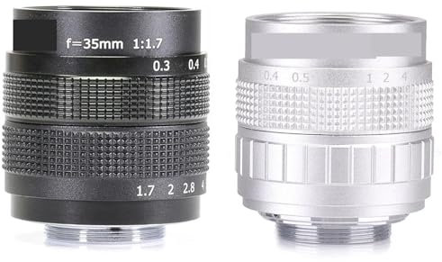 35mm F/1,7 C-Mount for CCTV 2/3 Objektivkörper 12 Lamellen for Nikon 1 J1 J2 V1 V2(Silver)