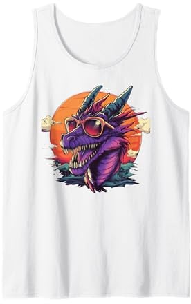 Genießen Sie den Glanz mit diesem sonnenbrillentragenden Drachen Tank Top