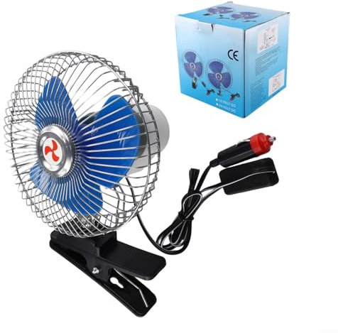 Opatiny | 6 Inch 8 Inch Vehicle Cooling Fan Oscillating Head Car Electric Fan With Strong Clip Mount For Auto Truck Dashboard(8-inch 12V)