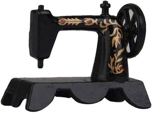 Mini Nähmaschine Modell 1:12 Miniatur Puppenhaus Modell Dekoration Schwarz Legierung Innendekoration Zubehör
