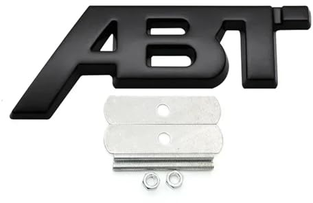 3D Metall ABT Logo Buchstaben Auto Front Grill Emblem Abzeichen Aufkleber(Grill Glossy Black,81mm x32mm)