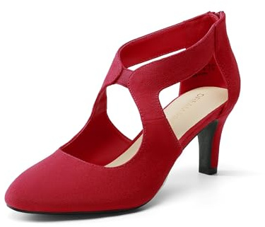 DREAM PAIRS Damen-Pumps mit geschlossener Zehenpartie,Size 39,Rot,DWUMPU2501