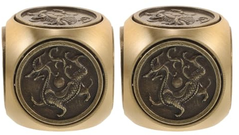 KONTONTY Antique Dice Set 2pcs Retro Metal Gaming Dice Rotate Office Gadget Desktop Toy Stress Relief Party Fidget