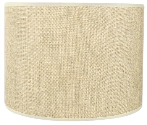 Kisangel Lampenschirm Zylindrisch Leinenstoff Beige 28cm Ø Lichtstreuende Lampendekoration für Wohn und Schlafzimmer