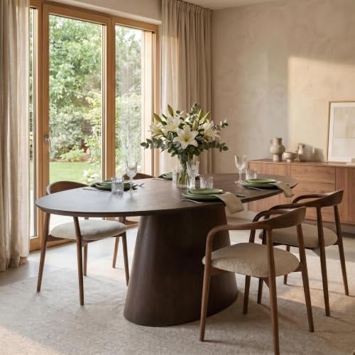 IDIMEX Esstisch Aura, 180 x 110 cm oval, Eichenfurnier in Dunkelbraun - Esszimmertisch mit abgeschrägter Kante, ovaler Küchentisch aus MDF mit Eichenfurnier, modernes Design mit konischem Mittelfuß