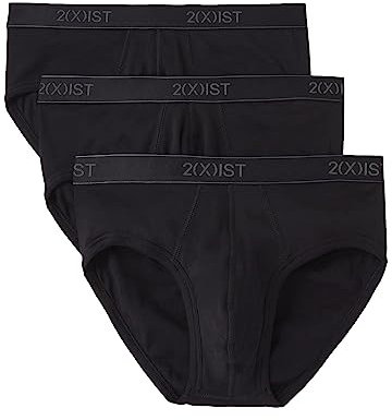 2(X)IST Men's Essential Cotton Contour Pouch Brief 3-pack Underwear, Deep Black, L UK