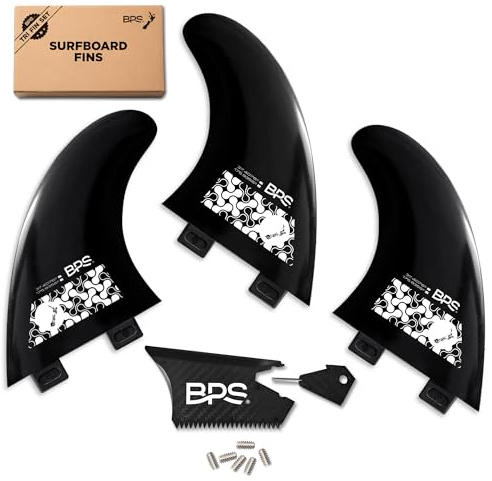 BPS Fiberglasverstärkte Surboard-Flossen – 3 Thruster-Flossen-Set (FCS G5 M5 Stil) Future Flossen, kommt mit FCS-Schrauben und Sechskantschlüssel