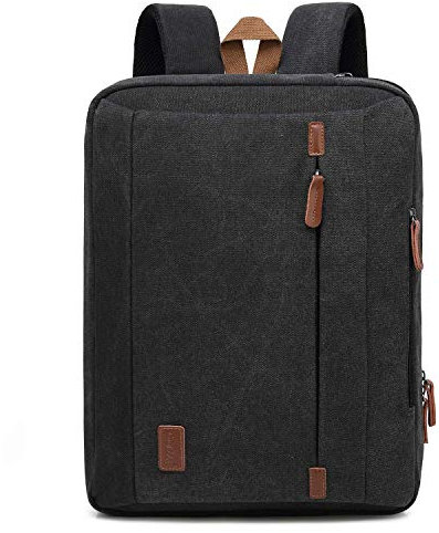 CoolBELL 17,3 Zoll umwandelbar Laptop Tasche/Rucksack Messenger Bag Canvas Umhängetasche Business Backpack Arbeitastasche Mehrzweck Aktentasche Notebooktasche für Laptop/Macbook/Herren(Schwarz)