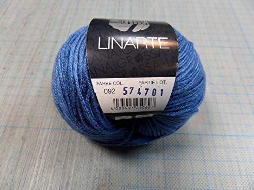 LANA GROSSA Linarte | Moderner Baumwoll/Leinen-Klassiker | Handstrickgarn aus 40% Microfaser (Viscose), 30% Baumwolle, 20% Leinen & 10% Polyamid | 50g Wolle zum Stricken & Häkeln | 125m Garn FB92