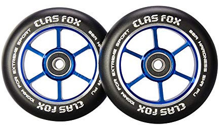 CLAS FOX Pro Stunt Scooter Rollen Roller Räder Wheels 100mm EIN Paar mit ABEC-9 Kugellager CNC Metallkern Graviti (2 stücke) (schwarz-blau)