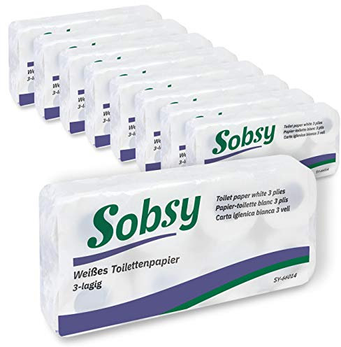 Toilettenpapier, weiß, 3-lg. 100% Zellstoff, 250 Blatt - 72 Rollen