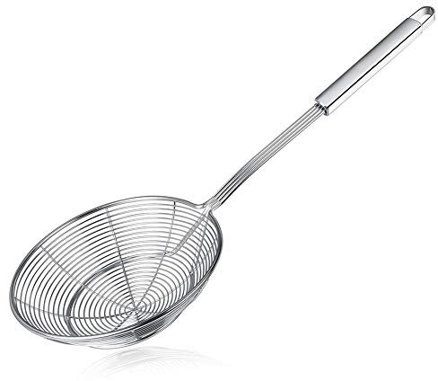 Swify Écumoire en acier inoxydable avec poignée pour friteuse, pâtes, spaghettis, nouilles, 17,8 cm