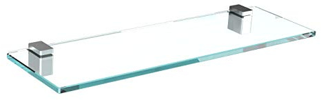 bijon Glasregal Glasablage Wandregal Glas Bad-Regal Glas Badezimmer Regal | Badablage Ablageregal - 8mm Hartglas, 80 x 20 cm, Klarglas + Halterung H - Edelstahl Optik