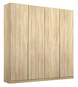 Rauch Möbel Alabama Schrank Kleiderschrank Drehtürenschrank Eiche Sonoma, Holz 4-türig Zubehörpaket Basic 2 Kleiderstangen, 2 Einlegeböden BxHxT 181x210x54 cm