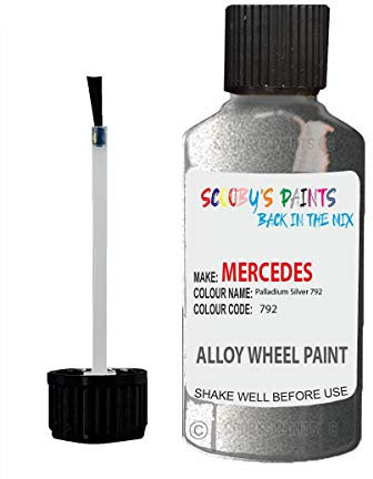 Alloy Wheel Repair Touch up Paint KIT Curbing Scratch CHIP Silver Black Gold (Palladium Silver 792 Mercedes)