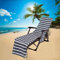 ele ELEOPTION Gestreifte Strandliege Stuhlhussen, Mikrofaser Strandtuch Tragbar Schnell Trocknend Sonnenliege Abdeckungen mit Aufbewahrungstasche für Pool, Hotel, Urlaub, 75 x 215 cm (Grau)