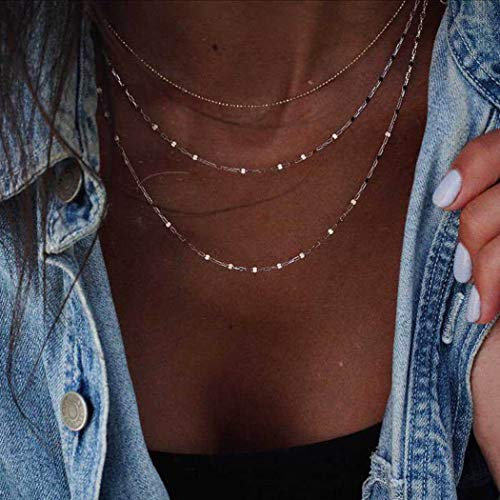 TseenYi Boho Collana multistrato d'oro, alla moda, girocollo, gioiello per donne e ragazze
