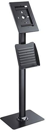 PureMounts PDS-5920 Standfuß mit Broschürenhalter und abschließbarem Stahlgehäuse für Tablets Apple iPad 9.7 / iPad 10.2 / iPad Pro 10.5 / iPad Air 10.5(Gen 3) / Samsung Tab A 10.1 2019, schwarz