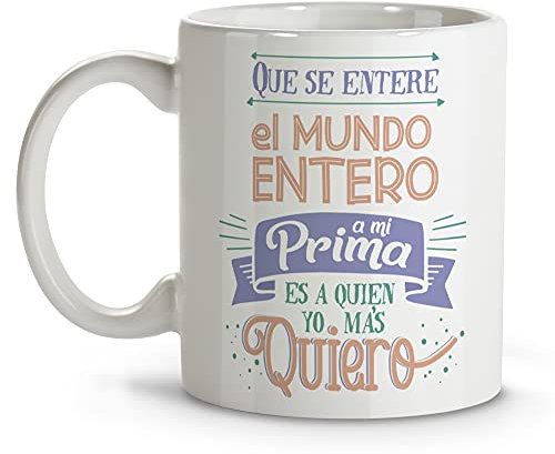 Taza prima. Regalos originales. Tazas desayuno originales. Varios diseños. PRIMA QUIERO. Tazas cerámica 330ml