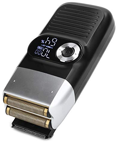 Rasoir électrique à Feuille 1400 MAh, 2 en 1 Coupe de la Tête Chauve et Rasage de la Barbe, Rasoir à Barbe Portable Rechargeable pour Hommes pour Barbiers Professionnels