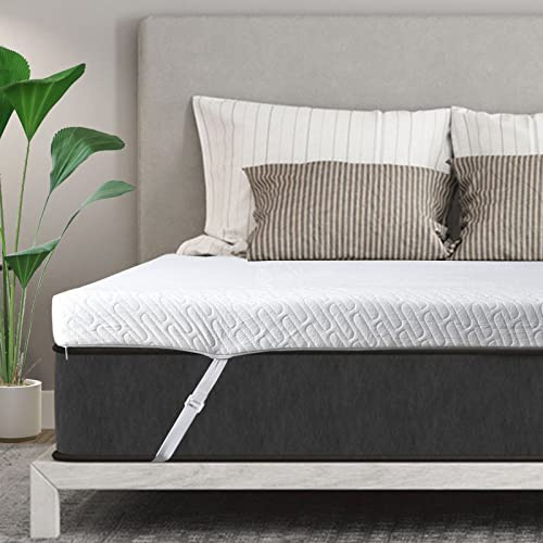 VALUXE 3 Inch Gel Memory Foam Mattress Topper Queen Size High Density Cooling Pad Pressure Relief Bed Topper (with Removable & Washable Bamboo Cover)