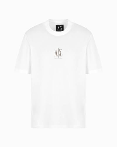 Armani Exchange Icon Project, Embroidered Logo T-Shirt, Bianco Sporco, XS Uomo