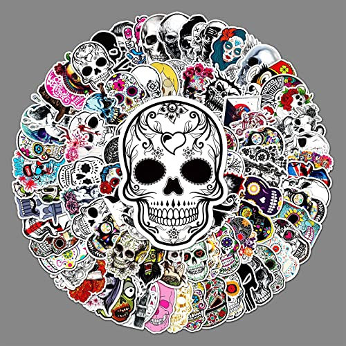 LYLSDSB 100 Stück Zuckerschädel Aufkleber Mexikanischen Tag der Toten Schädel Wasserdicht Aufkleber für Laptop Skateboard Computer Bumper Motorrad Fahrrad,Halloween Vinyl Graffiti Stickers für Kinder