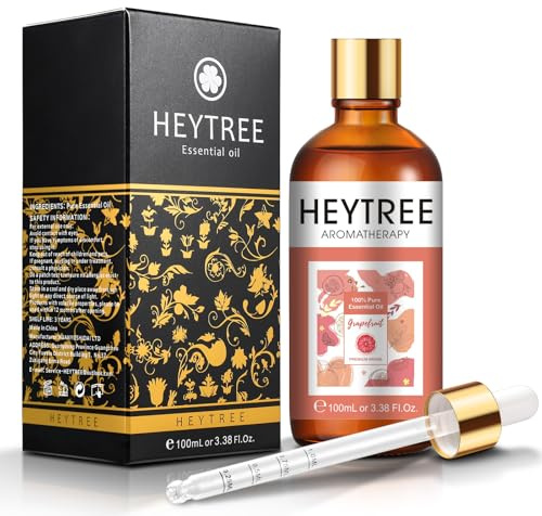 HEYTREE Grapefruit Essential Oil Energizing Aromatherapy Oil for Relaxation, Skincare, Massage, and DIY Candle Making-100ml