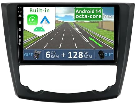 YUNTX [6GB+128GB] Android 14 Autoradio für Renault Kadjar (2015-2019)-[Integriertes CarPlay/Android Auto/DSP/GPS]-9”IPS 2.5D-Kamera+MIC-DAB/Mirror Link/Bluetooth 5.0/360 Kamera/Lenkradsteuerung