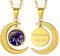 Suplight Horoskop Collier Sternzeichen Stier personalisiert Kette 18k vergoldet Mondsichel Anhänger Halskette 50+5cm lang Rolokette mit Sternbilder Tierkreis Modeschmuck für Damen Herren