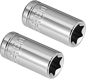 Kozelo 2 Pcs Externe Torx Douille peu Profonde - [1/4 Pouce x E10] Carré Entraînement pour Voiture Mécanique Équipement Réparation Emploi, CR-V Acier Métrique Dimensions