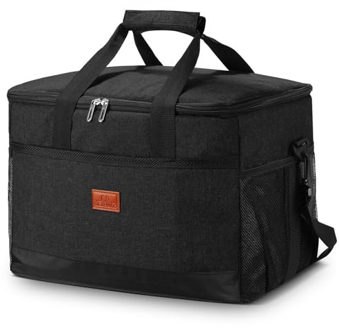 30L Cooler Bag, Insulated Cool Box Collapsible Waterproof with Hard Liner Suit for Shopping Picnic Camping Beach Hiking Cooler (Black)