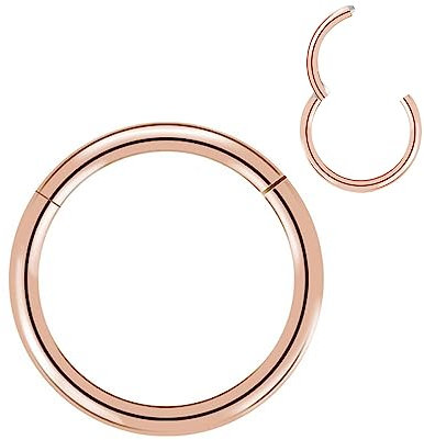 Artskin G23 Titanium 20g Nose Rings Hoops Women 20 Gauge 8mm Nose Rings Rose Gold Septum Clicker Hinged Ring Body Piercing Earrings for Cartilage Helix Ear Lobe Daith Rook Conch Tragus