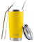 FAB | Vacuum Insulated Tumbler with Lid & Straw 560ml (20oz)| Reusable Stainless Steel Flask for Hot & Cold Drink | Iced Coffee Cup | Travel Mug | BPA Free - Yellow