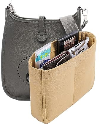D.DUO Taschen-Organizer-Einsatz, Handtaschen-Einsatz, Taschen-Trennwand für Hermes Evelyne 16/29/33 ((L(11.8×3.1×8.7), Beige))