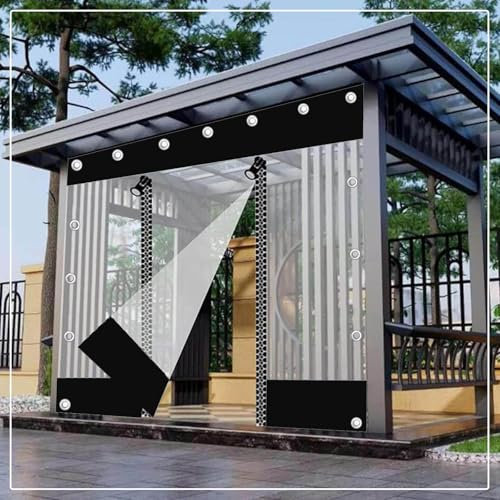 Transparente Wasserdichte Plane Seitenteil Für Gazebo,Durchsichtige Planenvorhänge Mit Reißverschluss,Pvc Trennwand Gleitvorhänge Regenvorhänge,Für Garten Pergola Carport,W×H-5×2.5m(16.4*8.2ft)