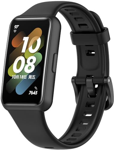Silikon Ersatzarmband für Huawei Band 7, Sport Armbänder Uhrenarmband, Armband für Huawei Band 7 (Black)